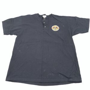 2008 HOG 25 Year Anniversary Harley Owners Group Short Sleeve Henley Large Black